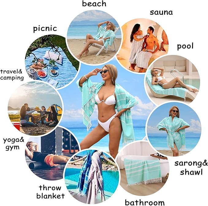 Beach Towel 2 Pack,Sand Free Beach Towels Oversized 39 x 72,Turkish Beach Towel Quick Dry Towel,Lightweight Pool Towels for Adults Travel Towel,Cool Beach Accessories Super Absorbent Towels