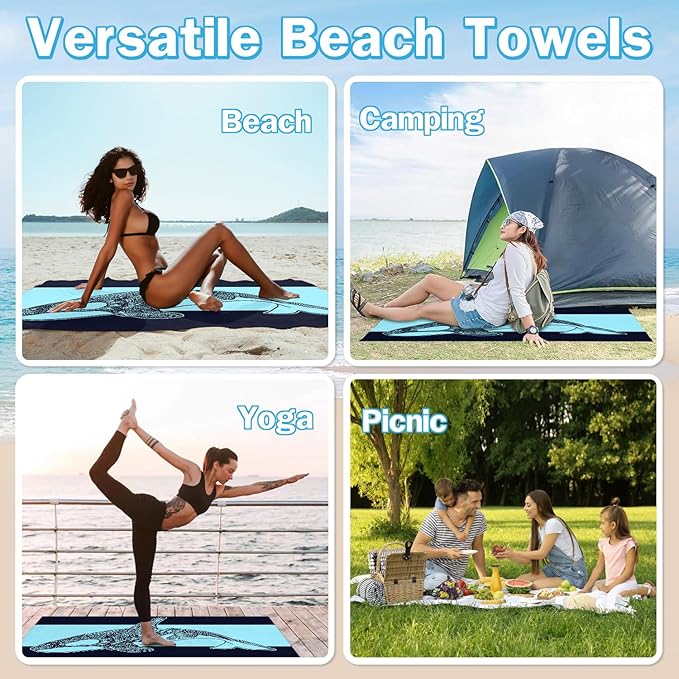 Whale Pattern Beach Towel - 30x60 Inch Fast Dry Microfiber Towel, Lightweight & Versatile for Beach, Pool, Yoga, Travel, Ideal as Beach Blanket & Vacation Essential