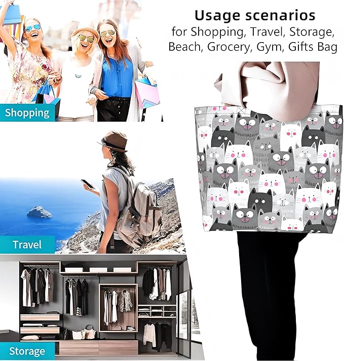 Tote Bag for Women Large Beach Bag Reusable Grocery Bags Handbag for Travel Shopping