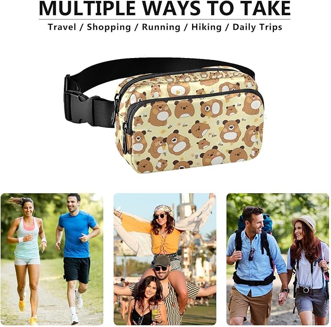 Kawaii Bear Fanny Pack for Women Men Water Resistant Fashion Waist Packs with Adjustable Strap Belt Bag for Travel Workout Jogging Hiking 21219422