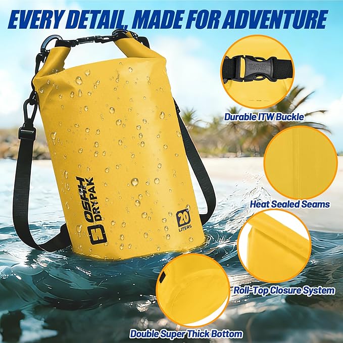 Waterproof Dry Bag, 5L/10L/20L/30L/40L Roll Top Lightweight Storage Backpack with Phone Case for Women & Men, Floating Waterproof Sack for Travel, Swimming, Kayaking, Paddle Board, Camping & Beach