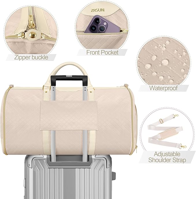 Convertible Garment Bag with Shoulder Strap, Carry on Garment Duffel Bag for Men Women,Waterproof & Wrinkle-Free Suit Carrier for Business Trips & Weekend Getaways, Foldable & Lightweight