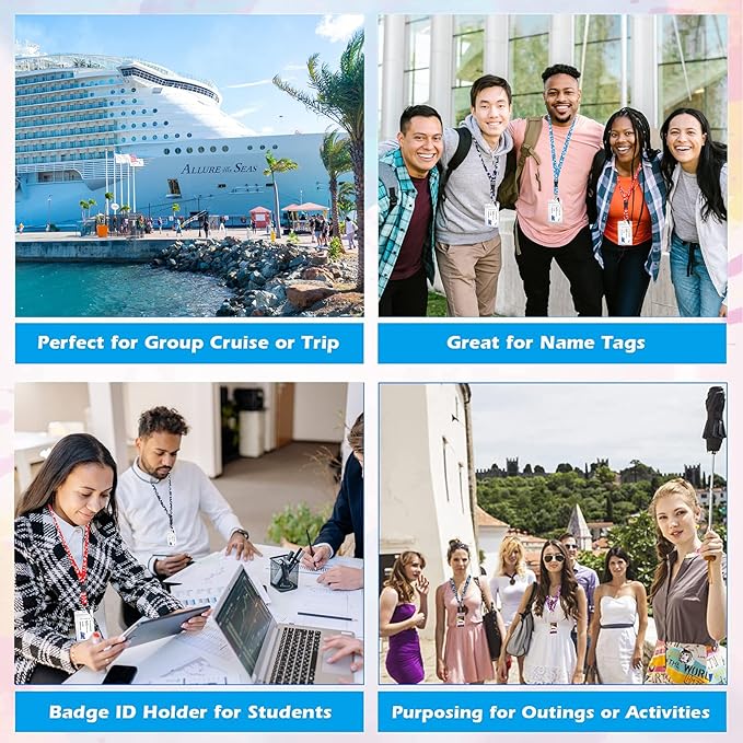 4 Royal Caribbean & Celebrity Cruise Luggage Tag Holders with 2 Cruise Lanyards, Luggage Tag Holder and Cruise Lanyard with Ship Card Holder for Royal Caribbean & Celebrity Lines 2025-2026