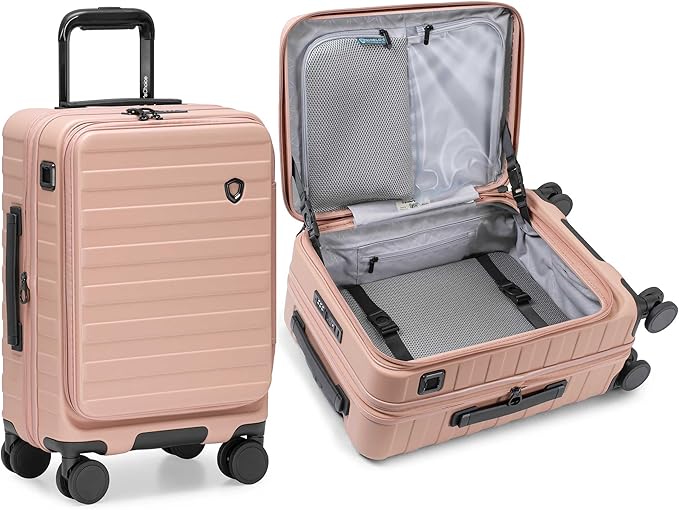 Traveler's Choice Novia Top Opening Expandable Polycarbonate Luggage with Spinner Wheels, Pink, 21-Inch Carry-on