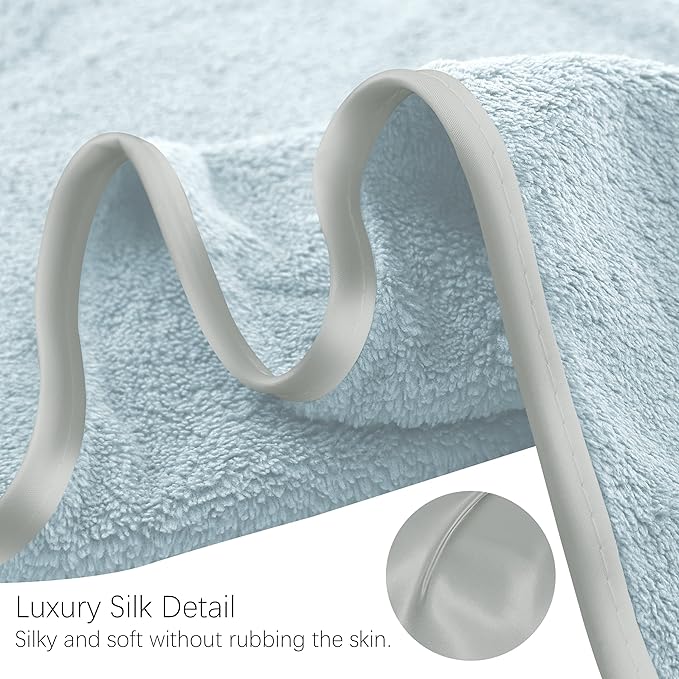 TENSTARS Silk Hemming Hand Towels for Bathroom - Quick Drying - Ultra Soft Microfiber Absorbent Towel for Bath Fitness, Gym, Shower, Hotel, and Spa - 16x28 Inch | Set of 6, Light Teal
