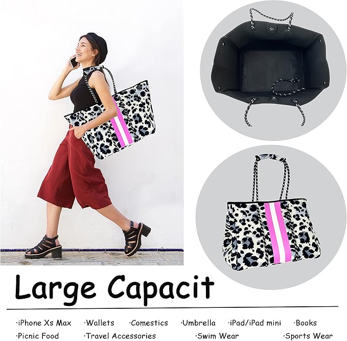 QOGiR Neoprene Multipurpose Beach Bag Tote with Inner Zipper Pocket … … … …