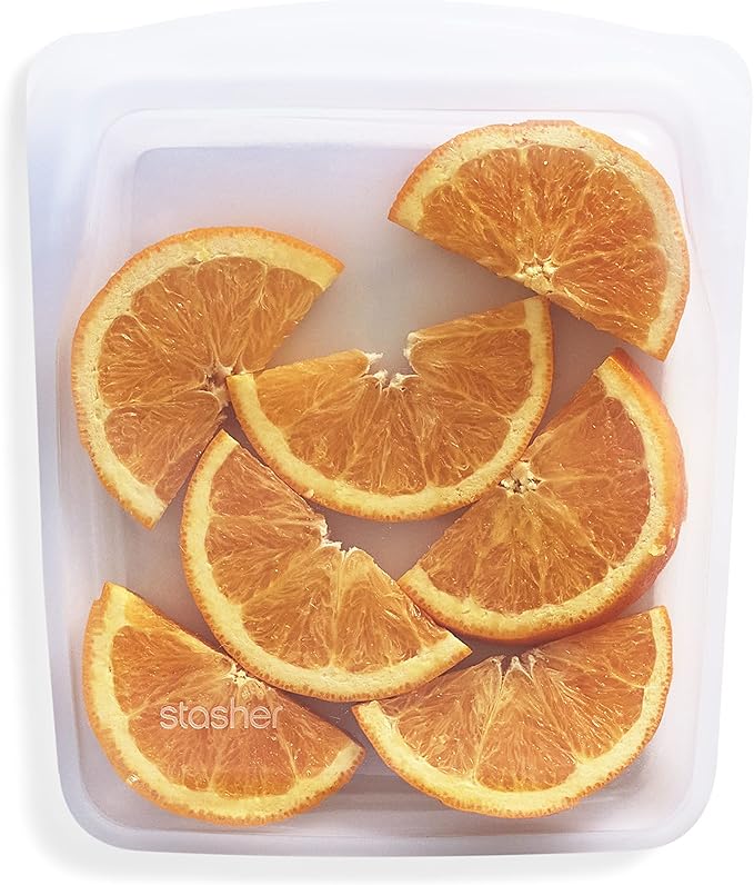 Stasher Silicone Reusable Storage Bag, Quart Bag, Reusable Freezer Bags, Microwave, Dishwasher, Oven Safe, Sous Vide, Eco Friendly, Lunch Container, Food-safe Silicone Snack Bags, 64 oz, Clear | Reusable Food Bag