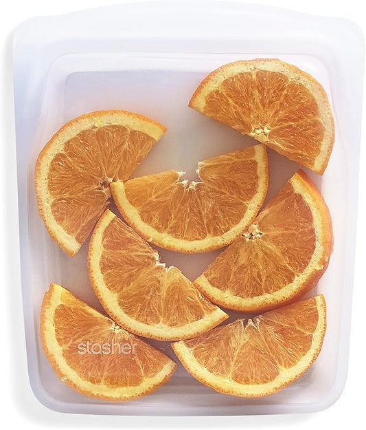 Stasher Silicone Reusable Storage Bag, Quart Bag, Reusable Freezer Bags, Microwave, Dishwasher, Oven Safe, Sous Vide, Eco Friendly, Lunch Container, Food-safe Silicone Snack Bags, 64 oz, Clear | Reusable Food Bag