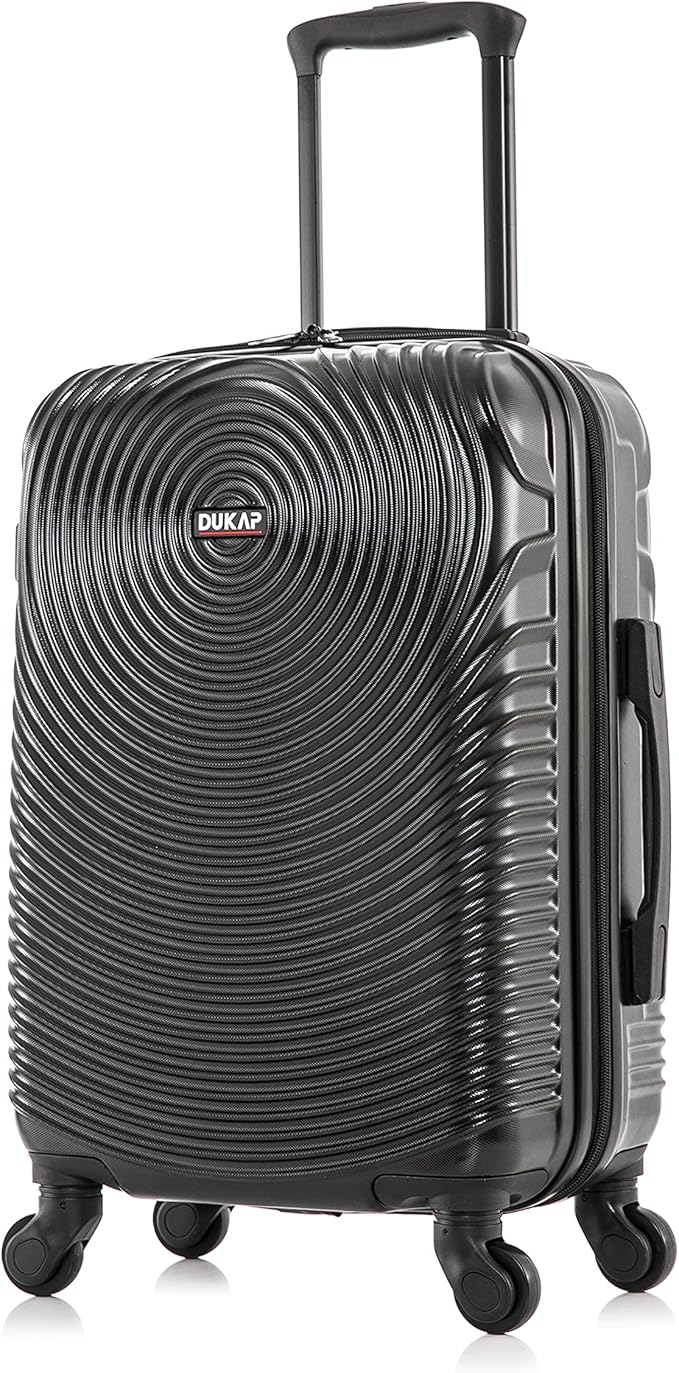 DUKAP INCEPTION Luggage with Spinner Wheels | Durable Lightweight Hardshell Suitcase, Travel Bag with Handle and Trolley, 20-Inch Carry On Small Luggage | Black