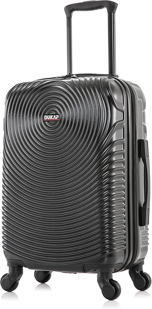 DUKAP INCEPTION Luggage with Spinner Wheels | Durable Lightweight Hardshell Suitcase, Travel Bag with Handle and Trolley, 20-Inch Carry On Small Luggage | Black