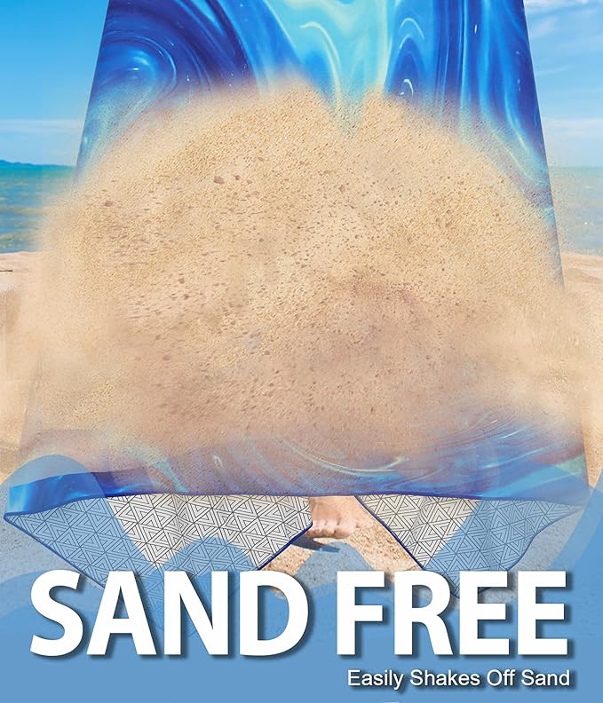 Margelife Sand Proof Microfiber Beach Towels Adult –Quick Fast Dry Beach Oversized for Swim Pool Yoga Travel Blanket Essentials Lightweight Accessories Must Haves Women Gifts Blue Turtle Whale