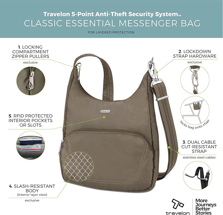 Travelon Anti-Theft Classic Essential Messenger Bag