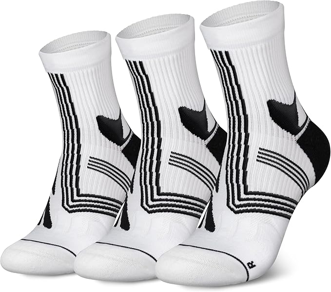 Hylaea Compression Running Socks for men, Coolmax Anti-Blister Cushion Crew Socks for Athletic, Moisture Wicking & Seamless