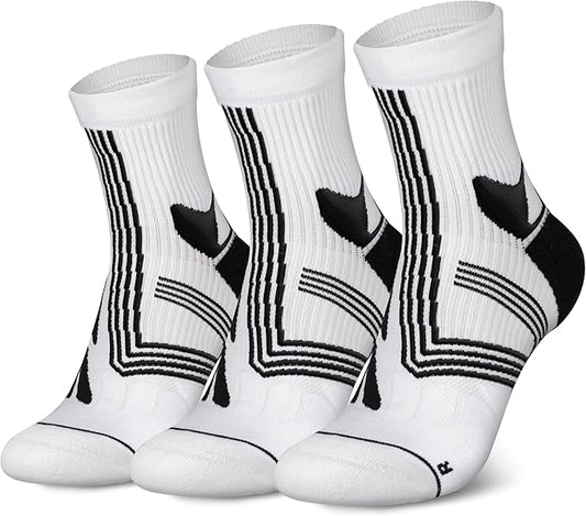 Hylaea Compression Running Socks for men, Coolmax Anti-Blister Cushion Crew Socks for Athletic, Moisture Wicking & Seamless