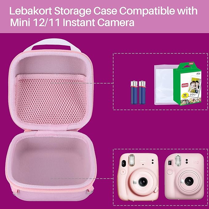 Storage Case Compatible with Fujifilm Mini 12/11 Instant Camera (Pastel Blue Case)