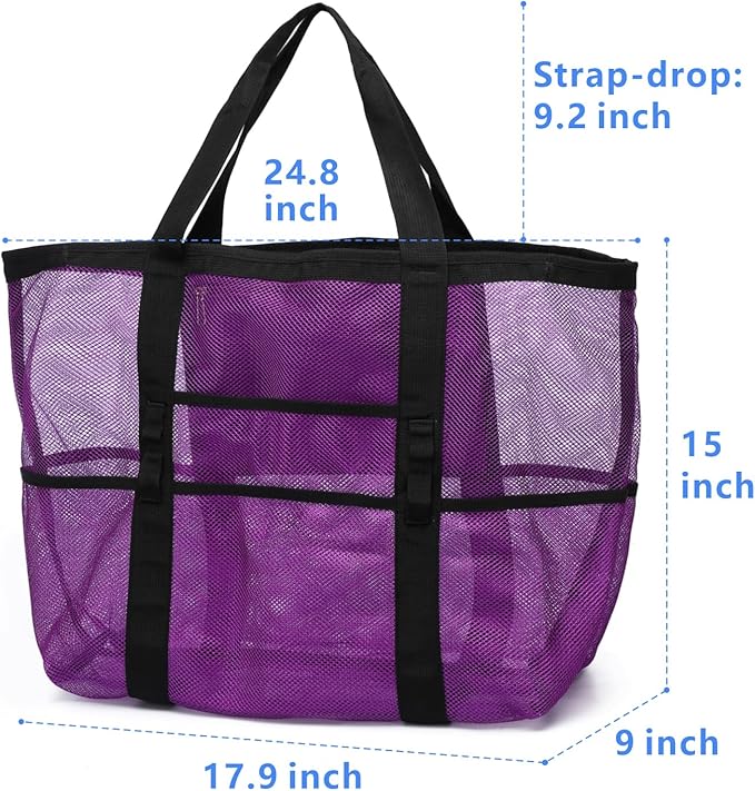 F-color Mesh Beach Bag Family - Large Tote Bag for Cruise Pool Toys Beach Vacation Essentials