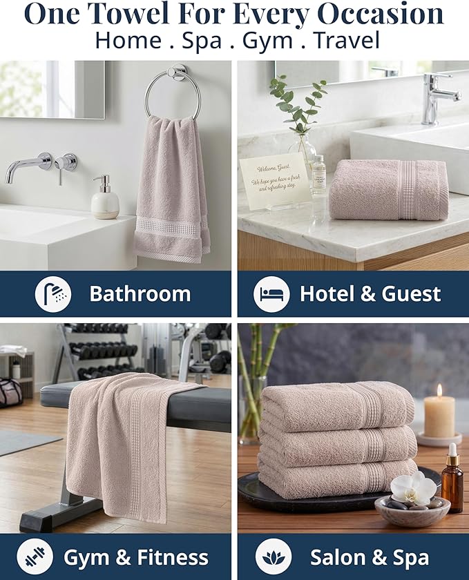 LANE LINEN Bath Hand Towels - Pack of 6 (16" x 28"), 100% Cotton - Soft, Quick Dry & Highly Absorbent, Hand and Face Towels - Bathroom Hand Towel Set, Great for Gym, Salon, Spa & Family Use - Platinum