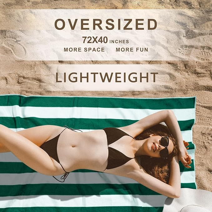 Genovega 6 Packs Oversized Stripe Beach Towel Thin Set for Women Men in Absorbent Big Extra Large XL Clearance Travel Family Toweling Accessories Essentials Adults Gift Stripe
