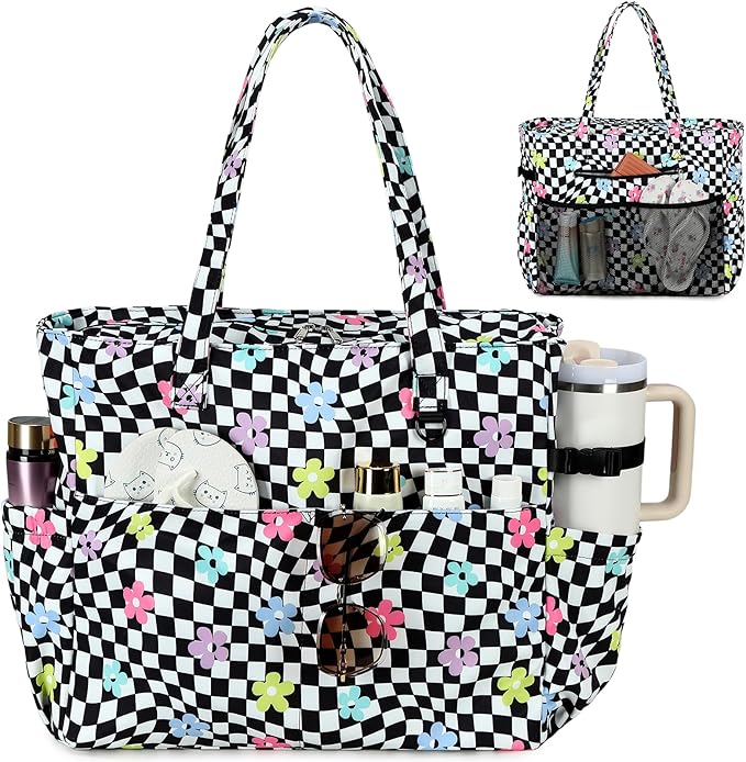 Bluboon Beach Bags for Women, Large Waterproof Tote Bag With Wet Compartment for Pool Weekender Travel Gym