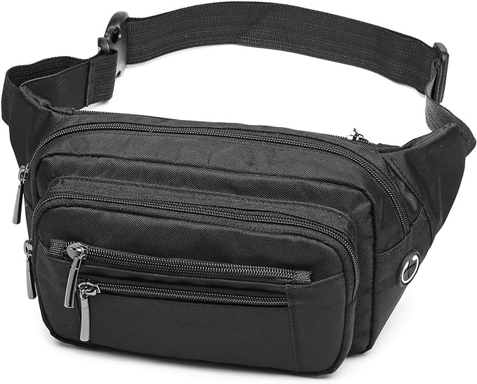 Packism Fanny Packs for Women Men - 6 Pockets Large Crossbody Waist Bag with Adjustable Strap Belt Bag for Travel Running Hiking