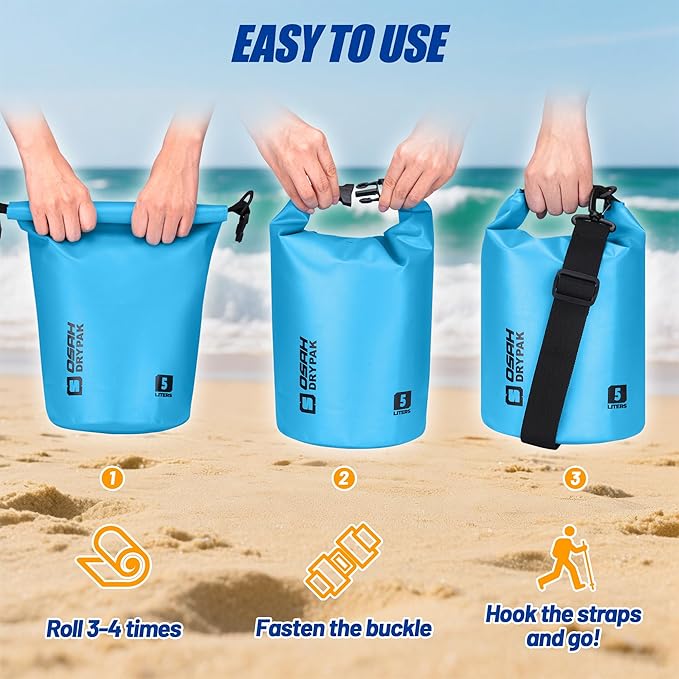 Waterproof Dry Bag, 5L/10L/20L/30L/40L Roll Top Lightweight Storage Backpack with Phone Case for Women & Men, Floating Waterproof Sack for Travel, Swimming, Kayaking, Paddle Board, Camping & Beach