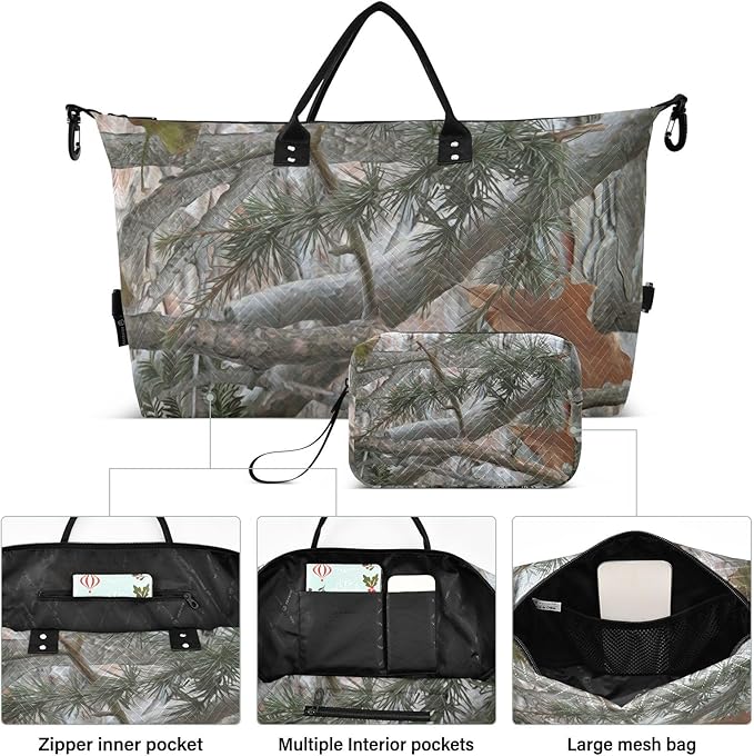Camouflage Quilted Travel Bags Weekender Duffle Bags With Toiletry Bag Carry on Overnight Duffels Yoga Gym Bag for Airplanes Business Sports