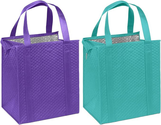 Mediz Hannah Direct Large Capacity Heavy Duty Insulated Smart Shopping Bag - Strong Reusable Grocery Tote 2 Pack
