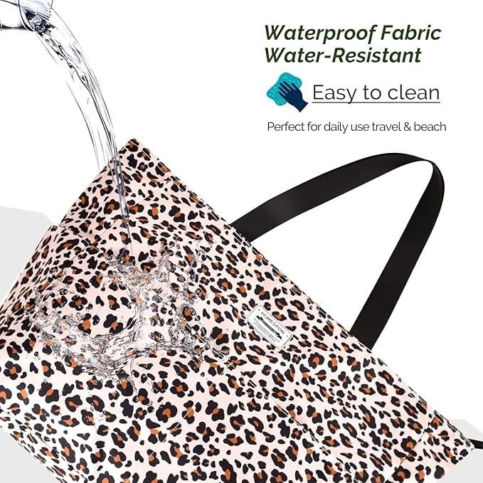 HOMESPON Large Waterproof Beach Bag for Women Sandproof Tote Bag Pool Bag with Zipper and Pockets for Travel Vacation Gym