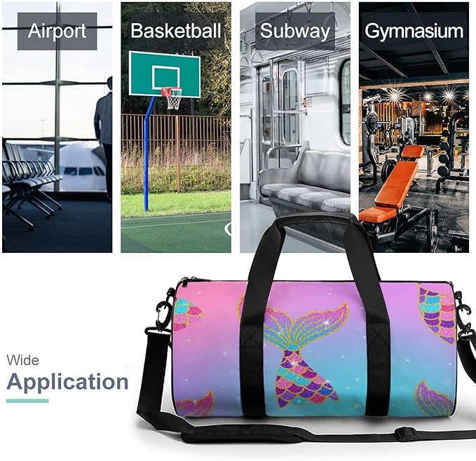 Foldable Gym Travel Bag Mermaid Tail Scale (4) Overnight Weekender Travel Bag Dance Sports Gymnastics Bags Unisex Overnight Bags