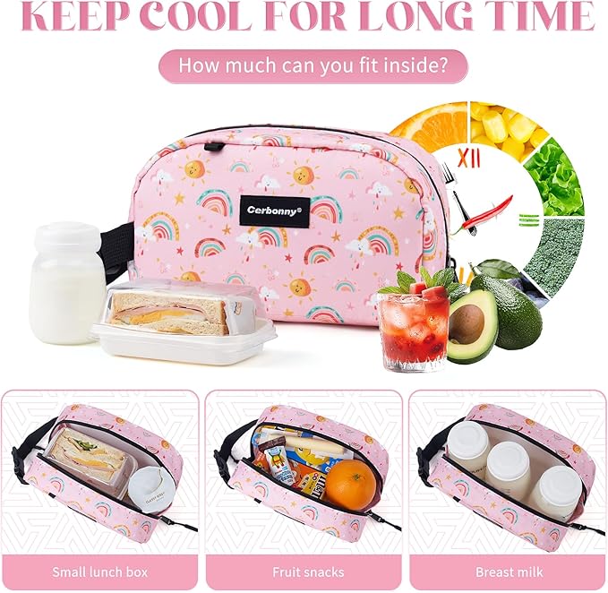 Cerbonny Small Cooler Bag Freezable Lunch for Work School Travel,Leak-Proof Bag,Snack Bags for Kids/Adults,Freezer Bags,Freezable Lunch Bag