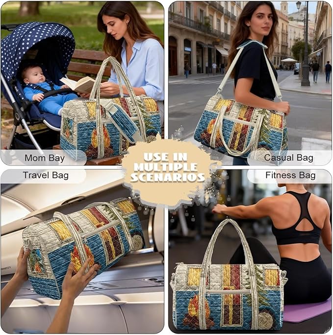 COEQINE Quilted Tote Bag Large Car Luggage Bag for Women Large Packable Travel Bag Multiple Interior and Exterior Pockets Crossbody Purses for Womens