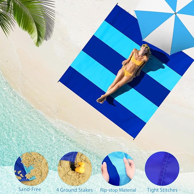 BYDOLL Beach Blanket 10'X9' Waterproof Sandproof Suits1-8 Adults Oversized Lightweight Large Blanket Picnic Mat for Beach Sand Free Travel Camping Hiking Picnic