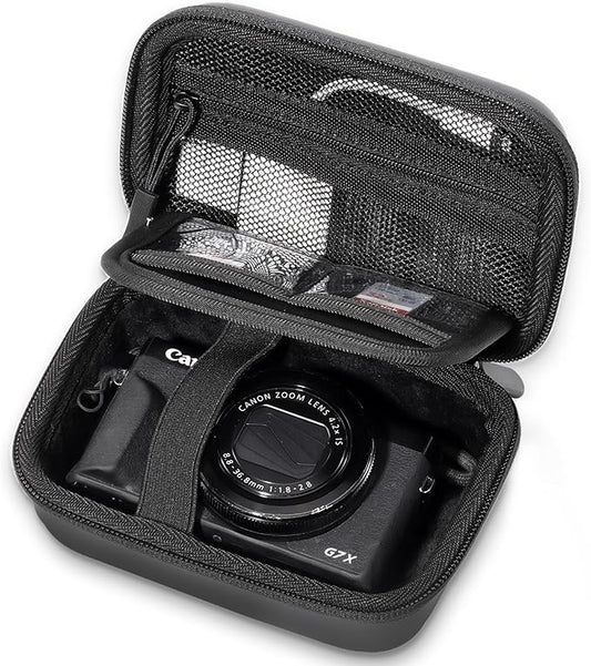 ProCase Hard Shell Digital Camera Case for Canon G7X Mark III Mark II, Sony Cybershot, PowerShot SX740, Ricoh GR III, Kodak Pixpro, Compact 4K Vlogging Small Cameras Travel Carrying Storage Bag -Black
