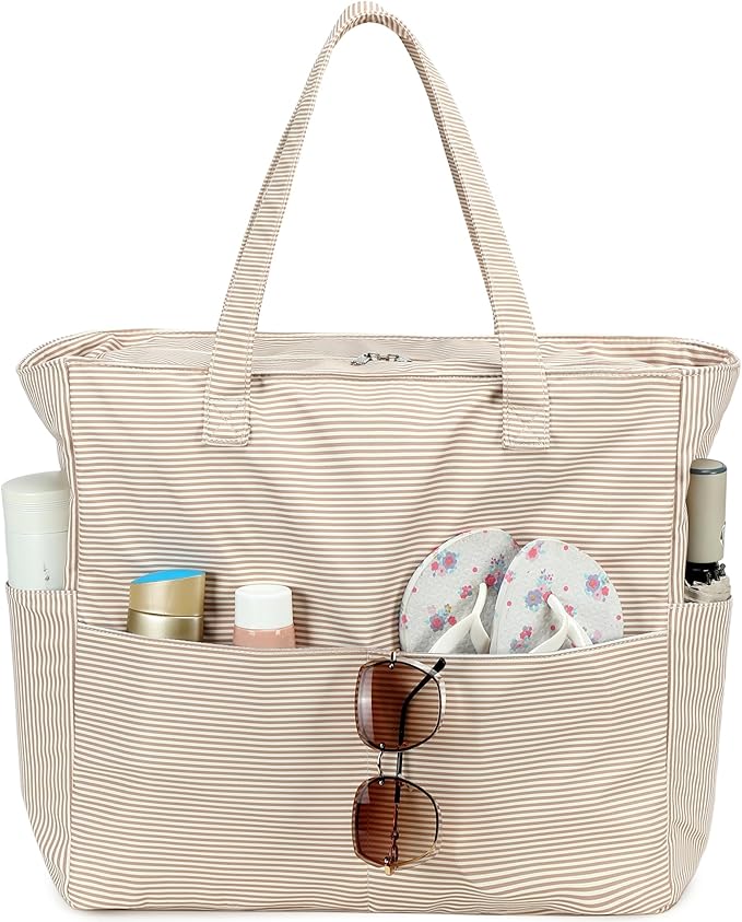LEDAOU Beach Bag Waterproof Sandproof Women Beach Tote Pool Bag with Zipper for Swim Gym Grocery Travel with Wet Pocket | Sandproof, with Zipper, for Gym, Grocery, Travel, with Wet Pocket