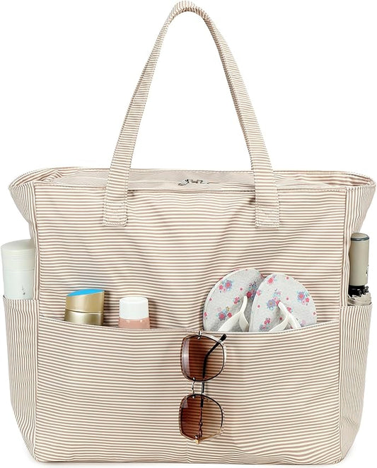 LEDAOU Beach Bag Waterproof Sandproof Women Beach Tote Pool Bag with Zipper for Swim Gym Grocery Travel with Wet Pocket | Sandproof, with Zipper, for Gym, Grocery, Travel, with Wet Pocket