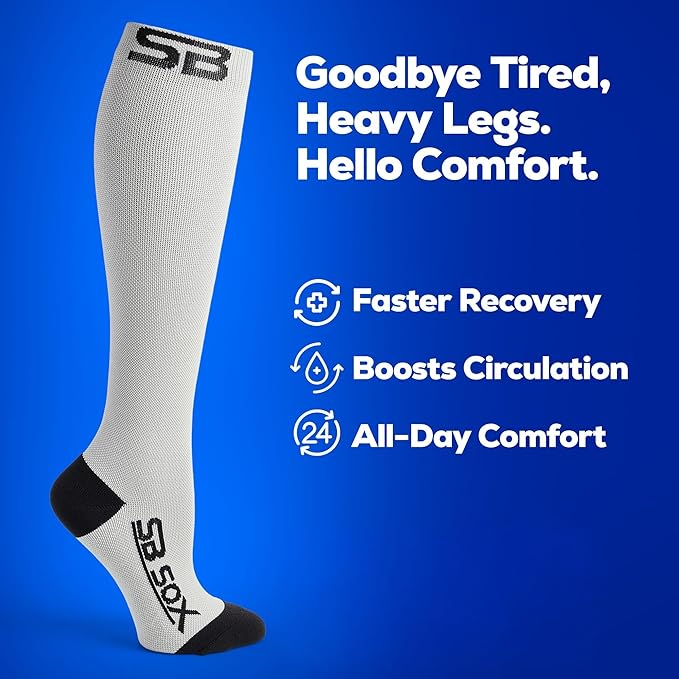SB SOX Lite Compression Socks for Men & Women (15-20mmHg) – Best Compression Socks for Travel, Sports, and Daily Wear - XXL Sizes too!