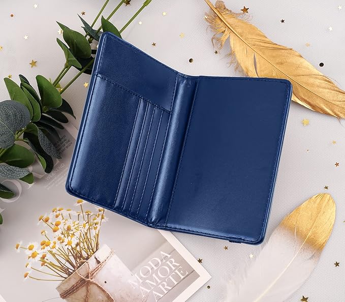 Women's Fashion Dandelion Passport Wallet, Blue, RFID Blocking, 7 Compartments, Faux Leather
