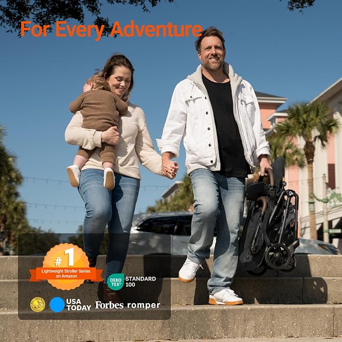 MAMAZING Ultra Air Lightweight Baby Travel Stroller with Carbon Fiber Frame, Compact & Airplane-Friendly, One-Handed Fold, 11.6 lbs, Perfect for Toddlers, Organizer & Cushion Included, Black