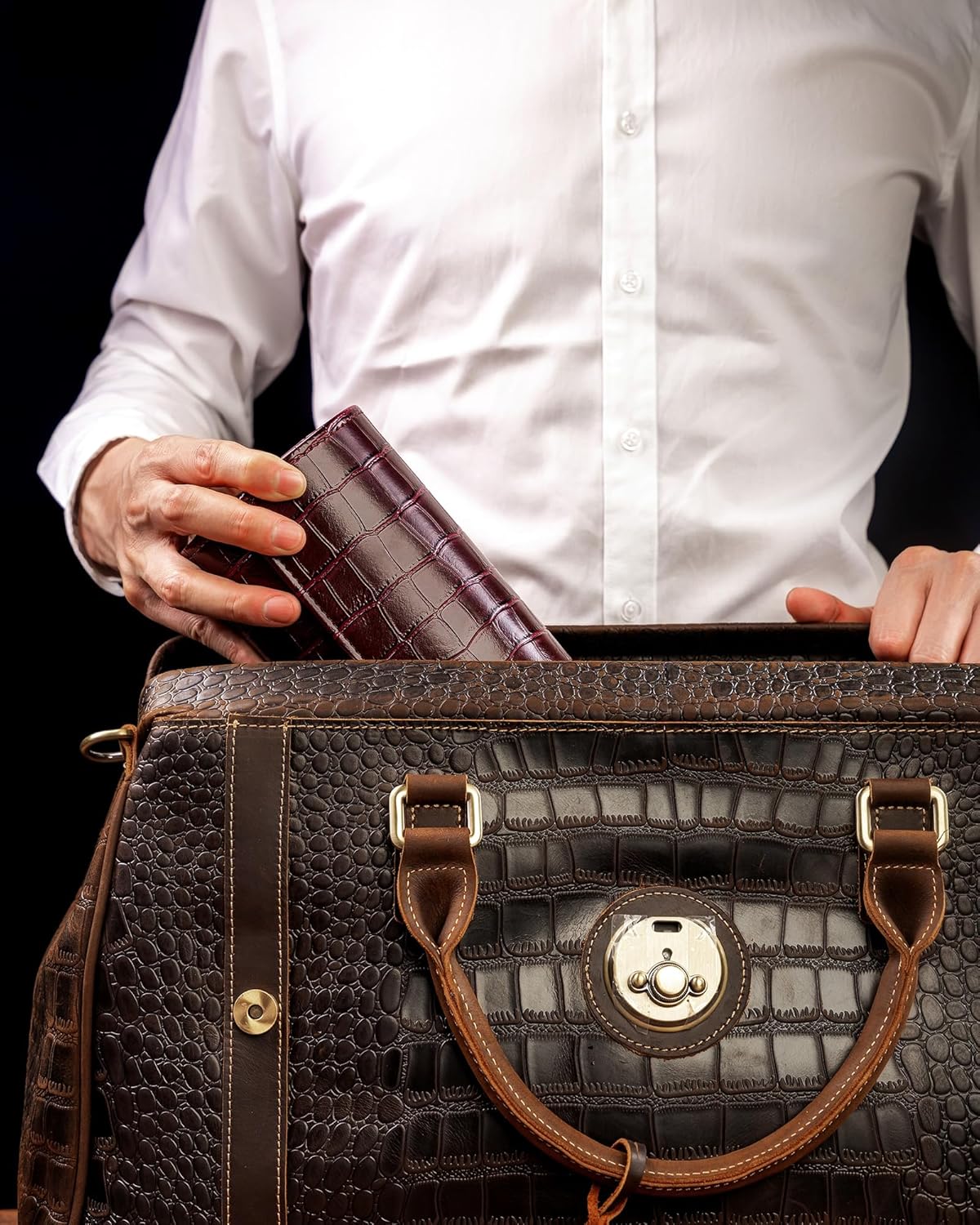 MR.OKAY 2 Watch Travel Case- Classic Leather Watch Case With Superb Texture.(Portable Watch Roll Or Organizer For Storage And Display).Festival Gift For Men, All Handcrafted By Artisans.