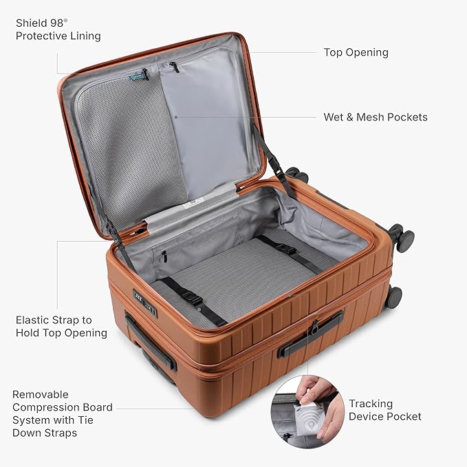 Traveler's Choice Novia Top Opening Expandable Polycarbonate Luggage with Spinner Wheels, Autumn Leaves, 30-Inch Large