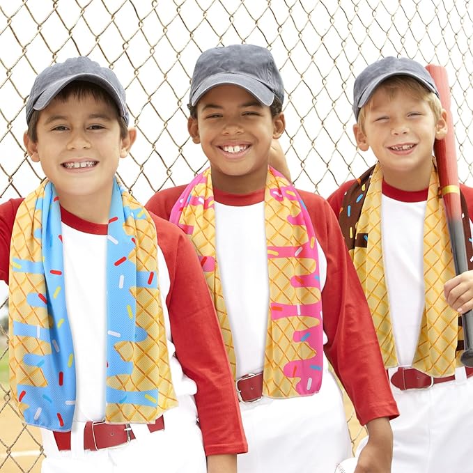 Booson 12 Pcs Baseball Drip Cooling Towels 40"x12" Cream Baseball Ice Towel Party Favors for Boys Girls Player Coach Sport Team Gifts Stuffer