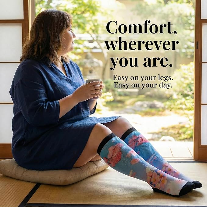 Extra Wide Diabetic Socks for Swollen Feet Men Women Non Binding Soft Stretch Colorful Design