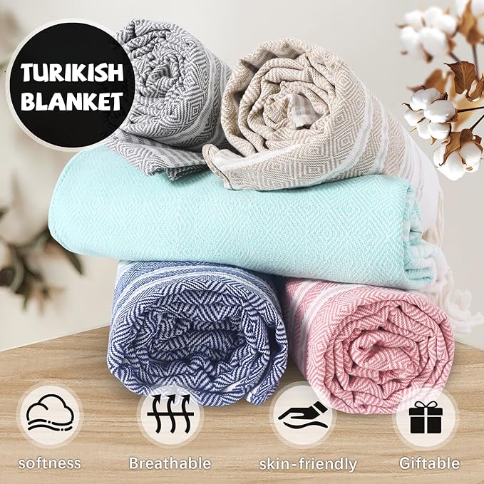Genovega Large Throw Blanket Yoga Blanket Turkish Beach Towel Women Birthday Ideas Mother Day Grandma Grandmother Wife Sister Girlfriend Her Female Boss Teacher Appreciation Thank You Retirement
