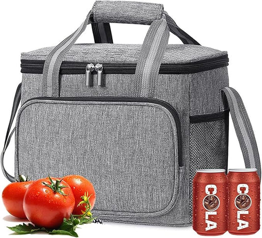 Ozzwolle Insulated Cooler Bag for 24Can (15L) Reusable Thermal Bag Leakproof Freezable Cooler Bag Organizer with Adjustable Shoulder Strap for Women Men Office Work Picnic Hiking Beach