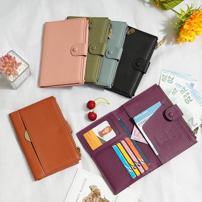 WASON Leather Passport Cover Travel Wallet RFID Blocking – Passport Holder Slot with Zipper Pocket for lD, Boarding Pass,Ticket, Cash, SD Card, Travel Essentials for Men and Women (Brown)
