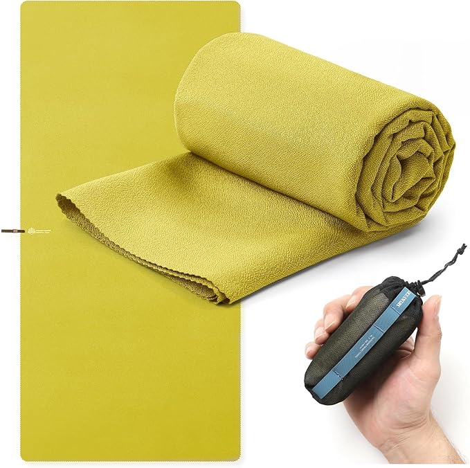 Microfiber Travel Towel, Soft Lightweight Quick Dry Towel, Super Absorbent Compact Travel & Sports & Beach Towels for Camping, Backpack, Gym, Swimming, Yoga, Hiking (Yellow, X Large)
