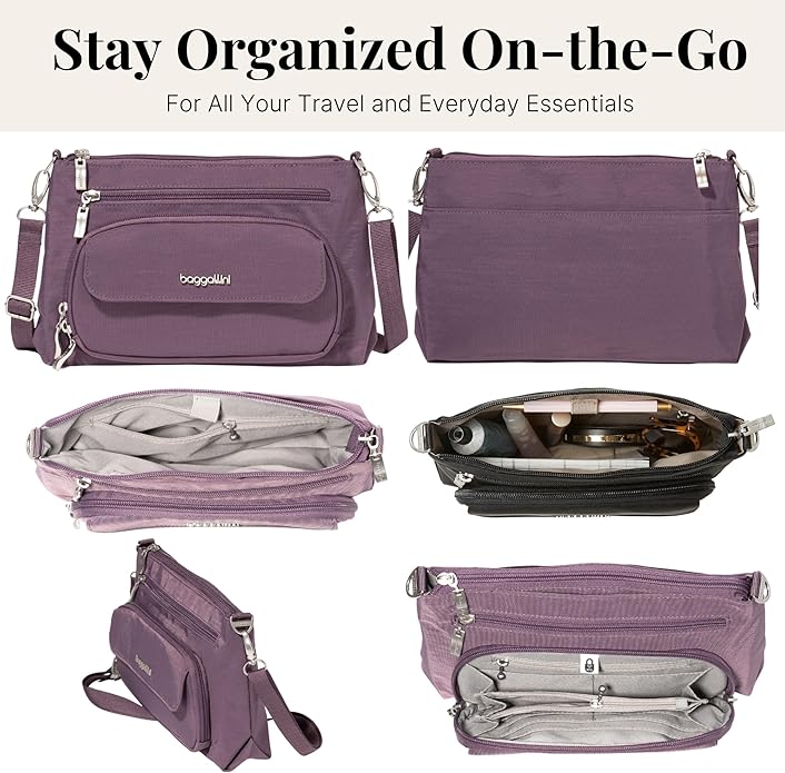 Baggallini Original Everyday 11x7.5 Crossbody Bags Rfid Protected Lightweight Nylon Zippered Travel Purse