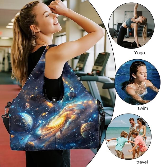 Mens Travel Bag with Shoes Compartment, Duffle Gym Bag with Yoga Mat, Detachable Strap, Sport Totes Ventilated Lightweight Overnight Bag