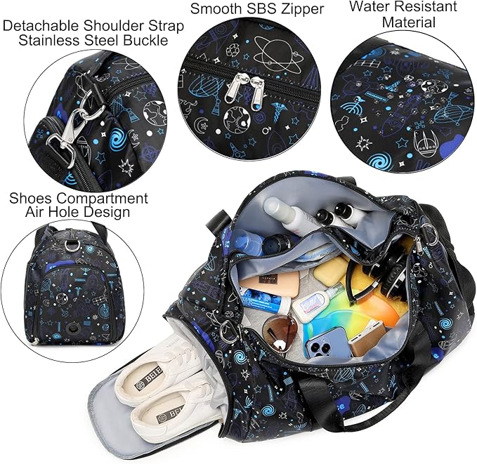Dance Bags for Teens - Duffle Overnight Sports Gymnastics Gym Weekender Travel Carry On Bag with Shoe Compartment for Teen Boys