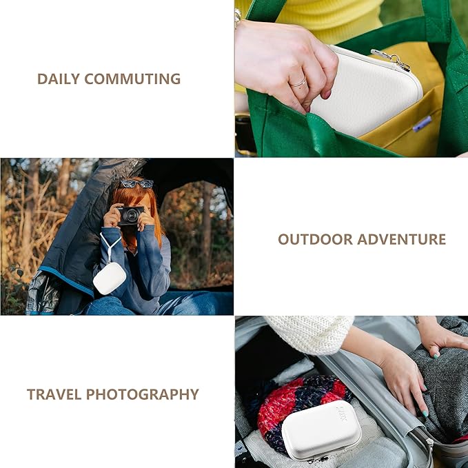 Digital Camera Case Compatible with Canon Powershot G7X Mark II & III/ SX740/ Sony ZV-1/ RX100 VII, Compact Travel Point & Shoot 4K Vlog Cameras Storage Holder with Lanyard (White)